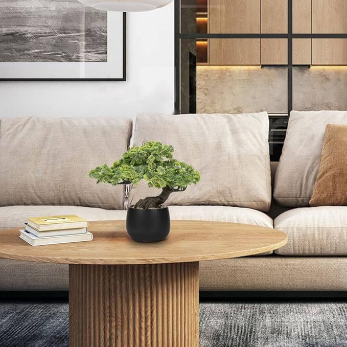 Artificial Bonsai Tree Juniper Faux Plants Indoor Fake Plants Decor with Black Ceramic Pots for Home Table Office Desk Bathroom Shelf Bedroom Living Room Farmhouse Decorations