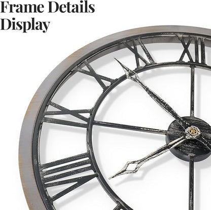 Cuspin Large Wall Clock for Living Room Decor, 24 Inch Round Farmhouse Wall - Image 2
