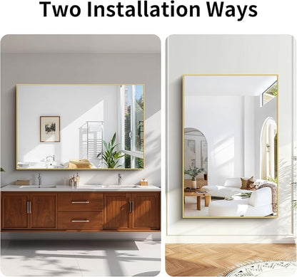 KOCUUY Large Gold Bathroom Mirror, 60x40 Inch Rectangular Mirror - Image 8
