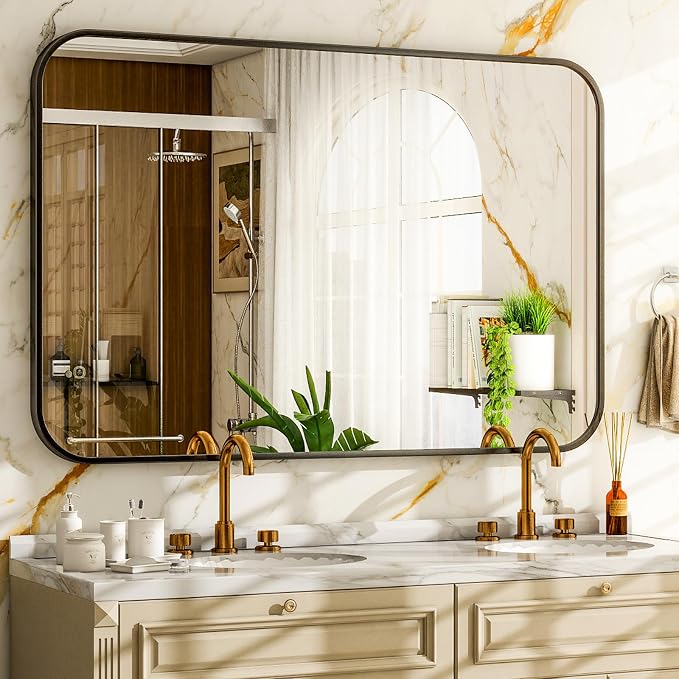 Easly 26 x 38 Inch Bathroom Mirror, Rounded Rectangular Vanity Mirror by EASLY