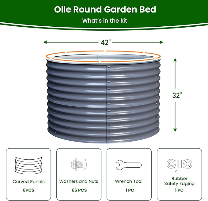 Olle 32" Tall, Metal Raised Garden Bed,Garden Beds Outdoor for Vegetables, Backyard Garden Kit, Raised Planter Box, Midnight Grey