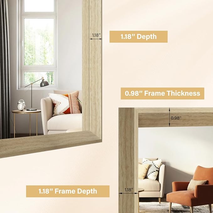 Oak Wood Effect Framed Wall Mirror, 20x30 Rectangle Mirror, Anti-desilvering - Image 4