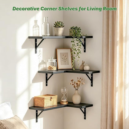NATURE'S SOURCE Corner Floating Shelves, Corner Shelf Wall Mounted, Shelves - Image 5
