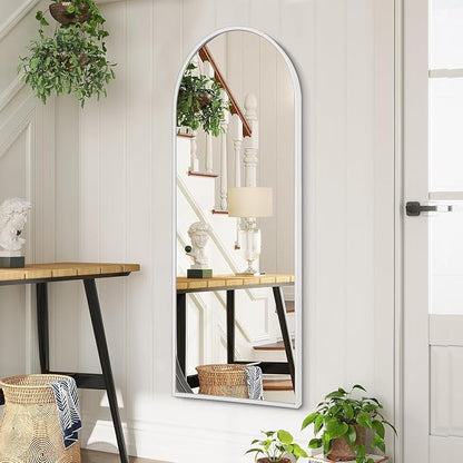 White 48"x16" Arched Full Length Mirror, Large Bathroom Wall Mirror Metal - Image 4