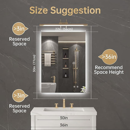 LOVESPEJO 22"x30" Backlit Mirror Bathroom, Lighted Bathroom Mirror - Image 9