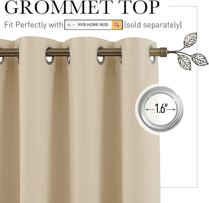 RYB HOME Blackout Room Divider Curtains Thermal Insulated Energy Efficiency - Image 2