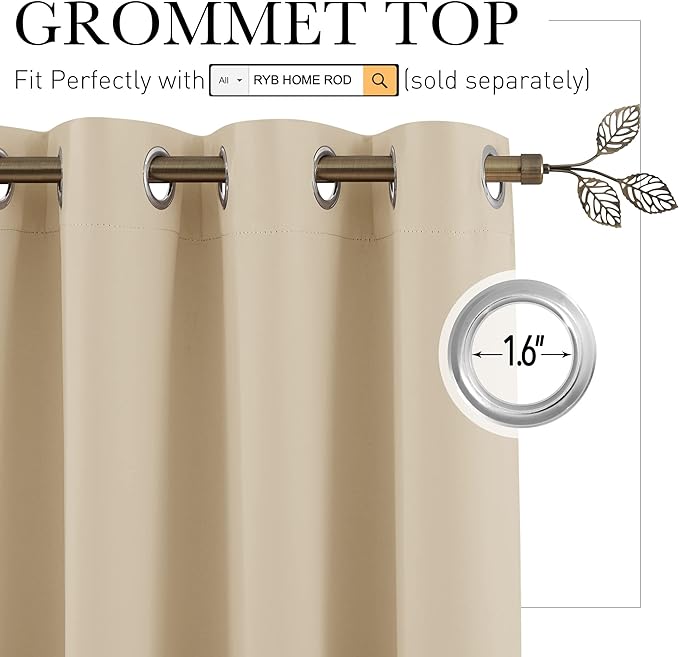RYB HOME Extra Wide Curtains for Divider Room Separation Soundproof Temporary - Image 2