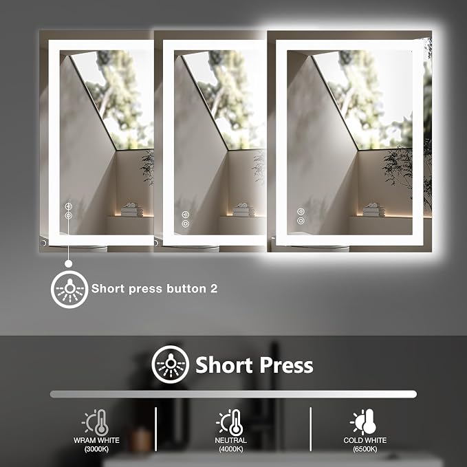 DUMOS 36.1"x36.1" LED Bathroom Mirror, Smart Anti-Fog Bathroom Vanity Mirror - Image 5