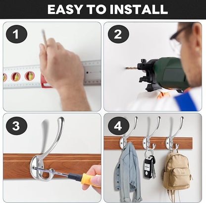 Wall Hooks for Hanging, 20-Pcs Heavy Duty Metal Coat Hooks, for Living Room - Image 7