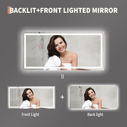 LED Bathroom Mirror 55 x 26 inch, Lighted Bathroom Vanity Mirror - Image 3