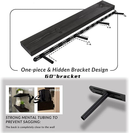 60 inch Black Floating Shelves for Wall 8 -inch deep Set of 2, Heavy Duty Solid - Image 5