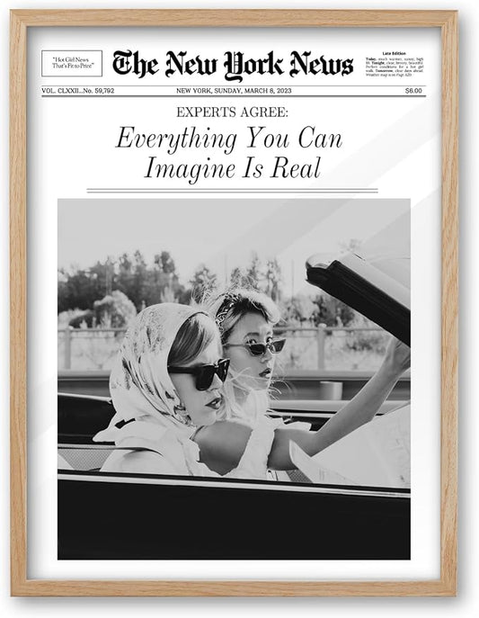 iHery Everything You Can Imagine Is Real Framed Trendy NewsPaper Wall Art by iHery