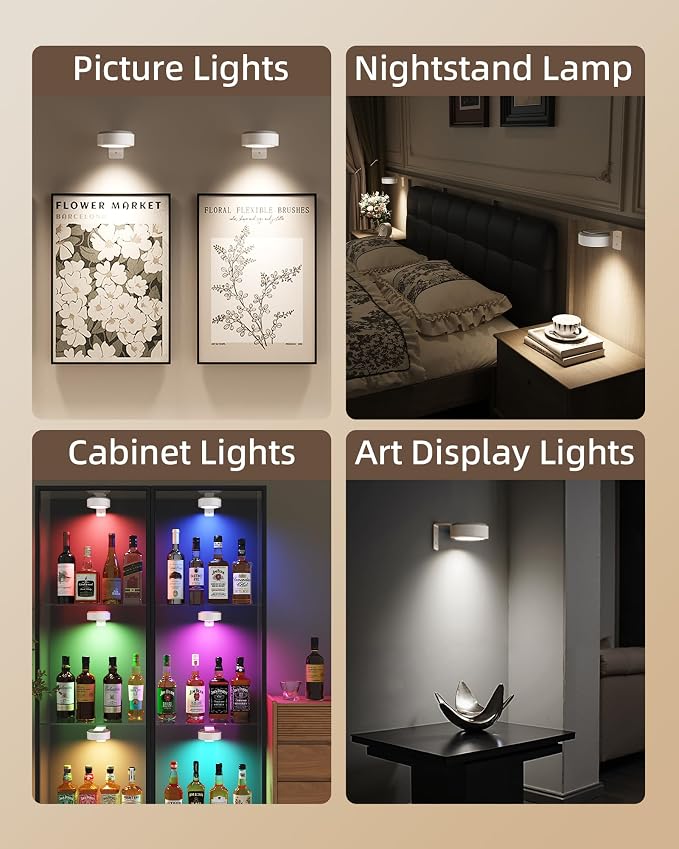 EZVALO Picture Lights for Wall, 2000mAh Rechargeable Battery Magnetic Poster - Image 3