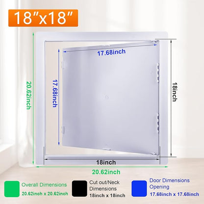 Suteck 18 x 18 Inch White Access Doors, Reinforced Hinged Access Panel - Image 2
