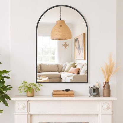 Arched Wall Mirror 38x26 Inch Black Bathroom Vanity Mirror - Image 7