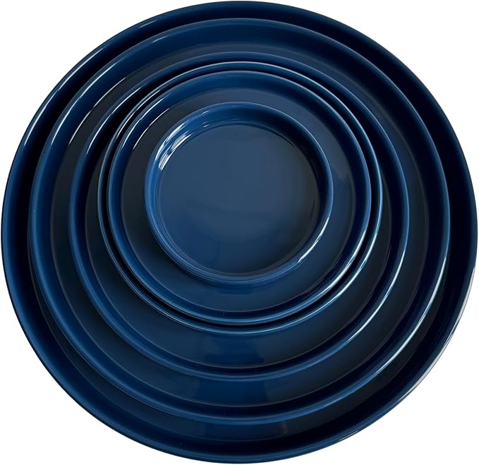 Plant Saucer Pot Tray Planter Saucers 4 Pack 4 5 6 7 8 9 10 11 12 13 15 Inch for Indoors Outdoor, Durable Sturdy Ceramic Flower Drainage drip Water Tray for Glazed Pots Base (4.7 Inch-Blue)