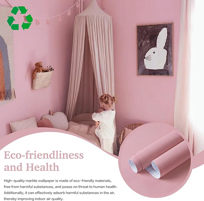 Dimoon 17.7''x393'' Peel and Stick Wallpaper Pink Contact Paper - Image 5