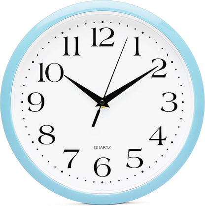 Bernhard Products Light Blue Wall Clock Silent Non Ticking by BernhardProducts