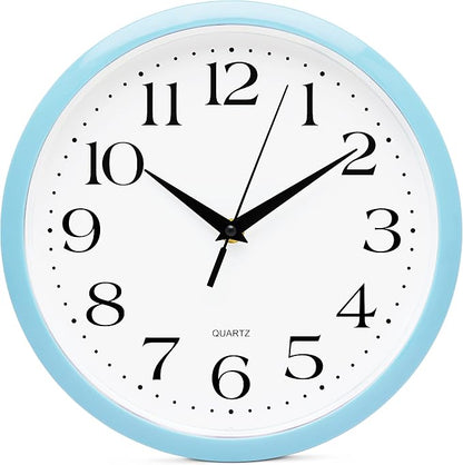 Bernhard Products Light Blue Wall Clock Silent Non Ticking by BernhardProducts