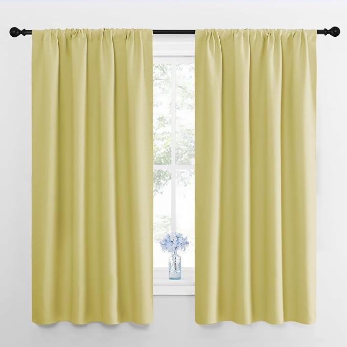 NICETOWN Kitchen Curtains, Short Blackout Curtains & Drapes, Paler Yellow by NICETOWN