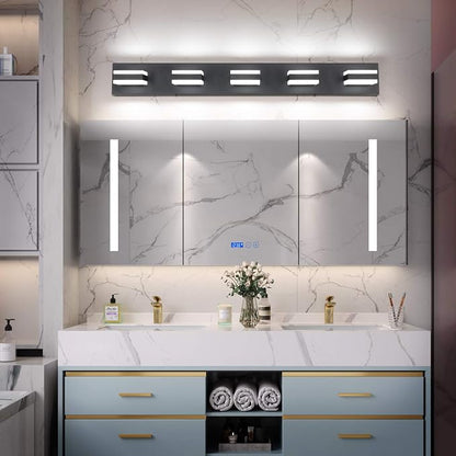 SOLFART Black 5 Light Bathroom Vanity Lights Over Mirror LED Modern Vanity - Image 2