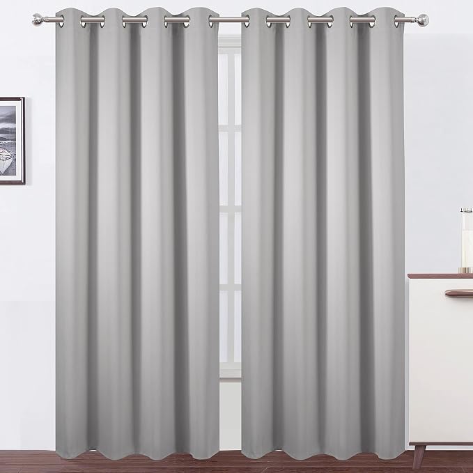 LEMOMO Blackout Curtains 66 x 84 inch/Light Grey Curtains Set of 2 by Lemomo