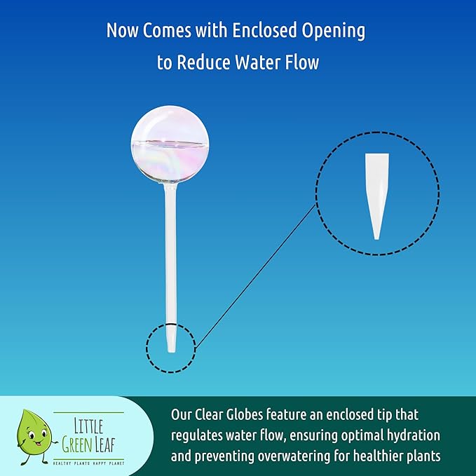 LGL Plant Watering Globes - Automatic Self Watering Globes. Decorative Self Watering Planter Inserts Made From Hand-Blown Durable Glass. Self Watering Spikes to Support Plant Health. 4 Pack, Medium.