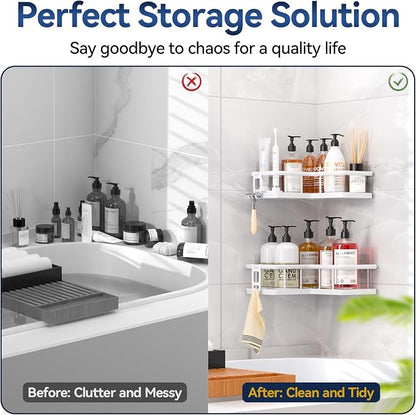 YASONIC Shower Caddy Corner, No Drilling Shower Organizer Corner - Image 8