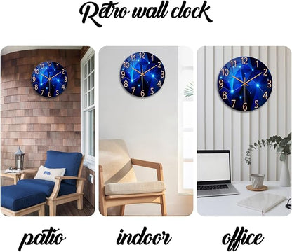 Blue Wall Clock Battery Operated 14 Inch Modern Wall Clock Non Ticking Glass - Image 7