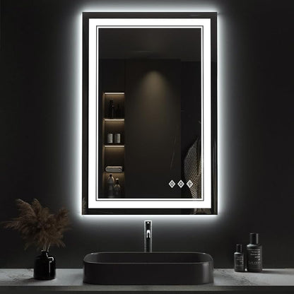 LED Mirror for Bathroom, 24x36 Inch Gradient Front and Backlight LED Bathroom by VanPokins-GlobalHighEndLEDBathroomMirrorBrand