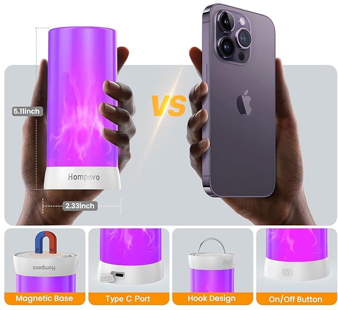 Hompavo 【Upgraded】 LED Flame Lights with Remote & Timer, Waterproof 4-Mode Rechargeable Battery Operated Flameless Candles, Pillar Flickering Lanterns for Room Patio Wedding Halloween Home Decor