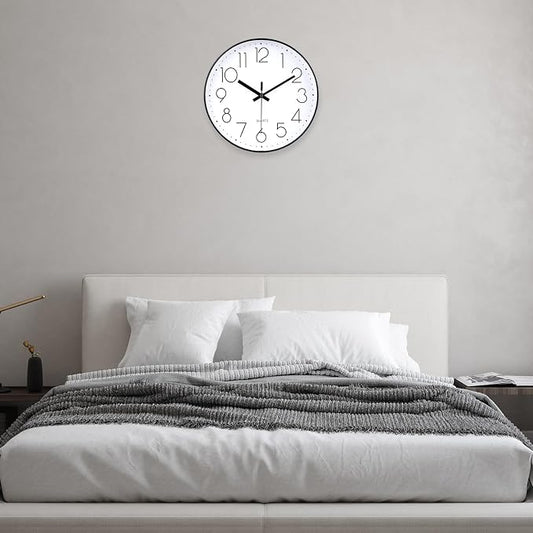 jomparis Small Wall Clock Black Wall Clocks Silent Non-Ticking - Image 2