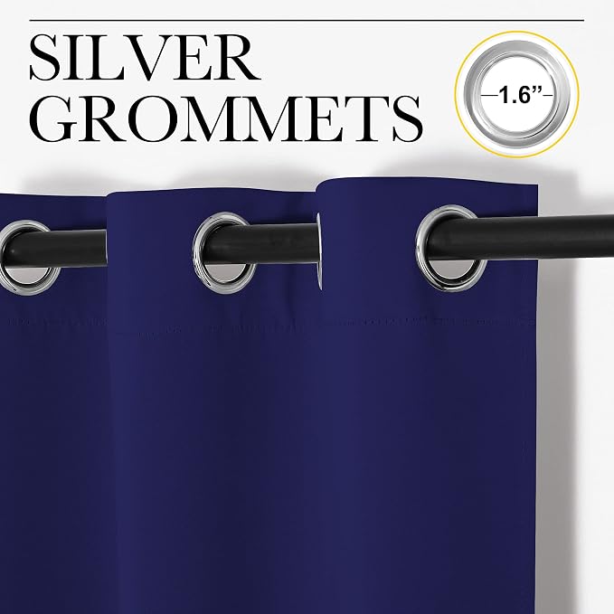 NICETOWN Navy Blue Blackout Curtains 96 inches Length - Image 2