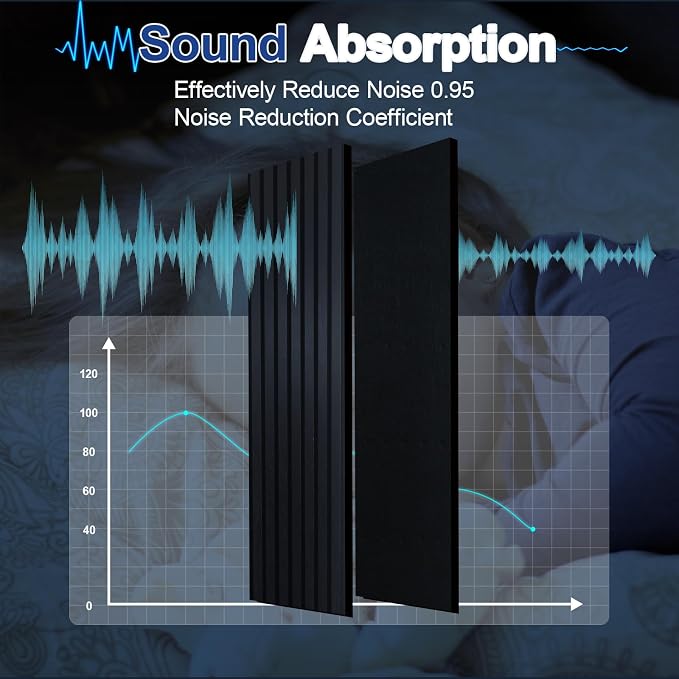 NeatiEase Wood Slat Wall Panels, 4-Piece 96" x 12.6", Soundproof & Noise - Image 4