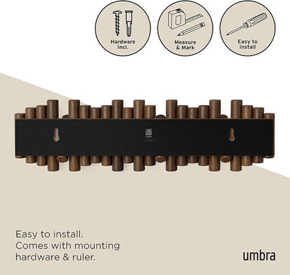 Umbra Picket Coat Rack with 8 Hooks – Walnut Wall-Mounted Coat Rack with - Image 6