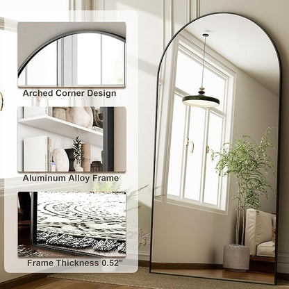 HARRITPURE 71"x30" Arched Full Length Mirror Free Standing Leaning Hanging - Image 4