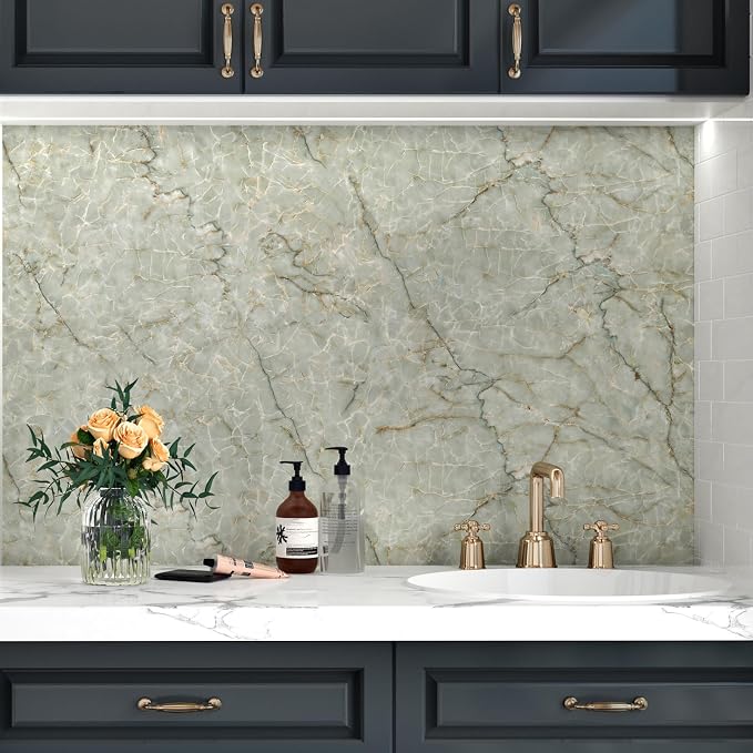 Cyan Glossy Marble Contact Paper Peel and Stick Countertops Self Adhesive - Image 6