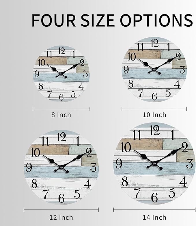 KECYET Wall Clock Battery Operated 12 Inch Silent Non Ticking Coastal Design - Image 2