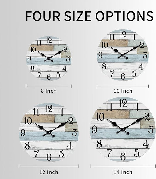 KECYET Wall Clock Battery Operated 12 Inch Silent Non Ticking Coastal Design - Image 2