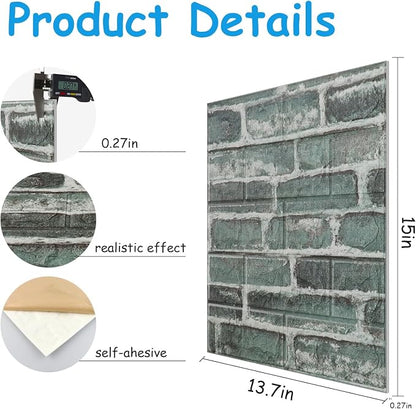 3D Wall Panels Peel and Stick in Green，20 PCS XPE Foam 3D Wallpaper, Faux Brick - Image 5