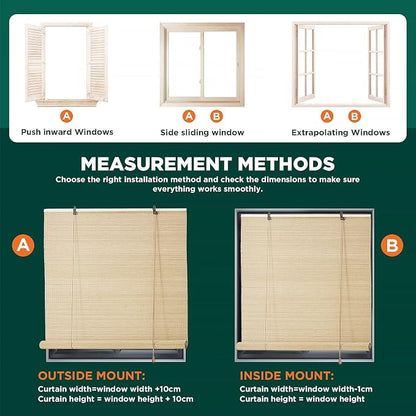 Bamboo Roller Blinds Shades, Outdoor Bamboo Roll Up, Vertical Lifting, - Image 7