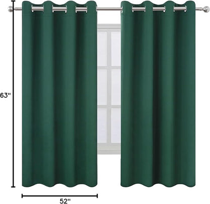 LEMOMO Dark Green Bedroom Blackout Curtains/52 x 63 Inch Long/Set of 2 Curtain - Image 10