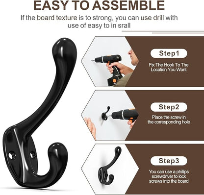 Coat Hooks, 16 Pack Black Metal Heavy Duty Screw-in Wall Hooks - Image 4