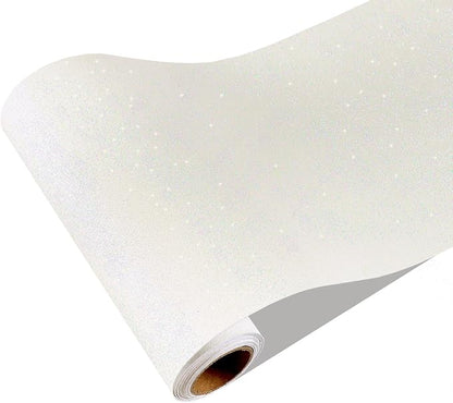 CRE8TIVE Off-White Glitter Wallpaper 8"x354" White Peel and Stick Wallpaper by CRE8TIVE