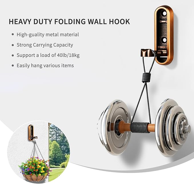 2PCS Foldable Wall Hooks, Flip Down Design - Image 4
