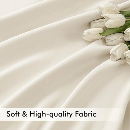 MIULEE Beige White Back Tab Blackout Curtains 108 Inch Long 2 Panels Set - Image 6