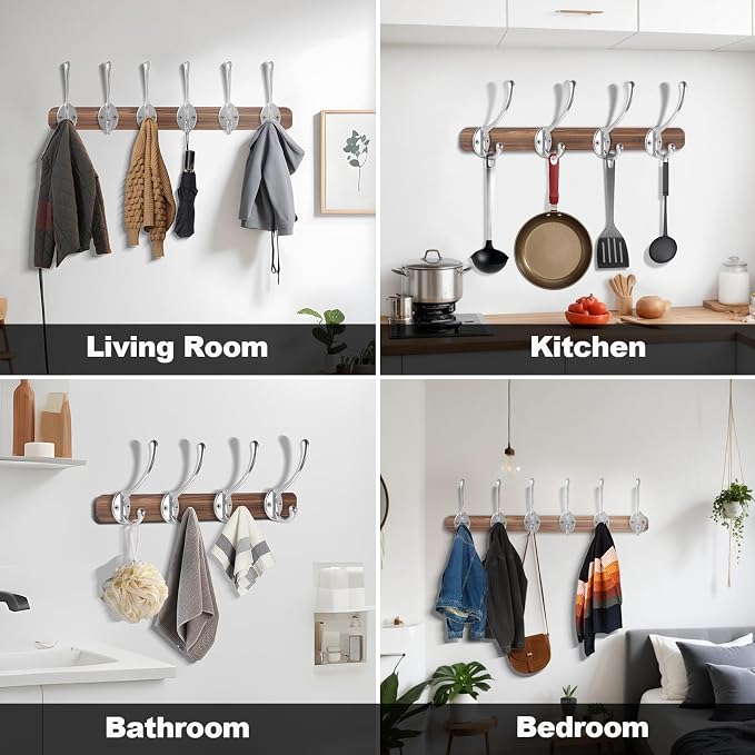 Wall Hooks for Hanging, 20-Pcs Heavy Duty Metal Coat Hooks, for Living Room - Image 2
