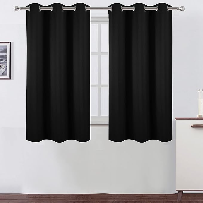 LEMOMO Black Blackout Curtains 34 x 54 Inch Length/Set of 2 Curtain by Lemomo