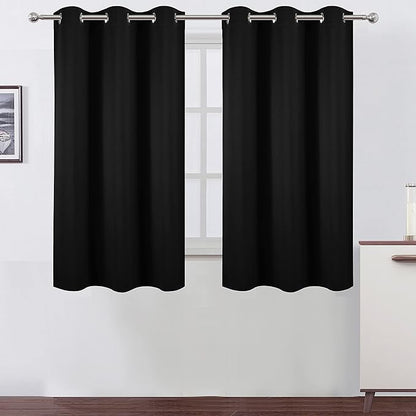 LEMOMO Black Blackout Curtains 34 x 54 Inch Length/Set of 2 Curtain by Lemomo