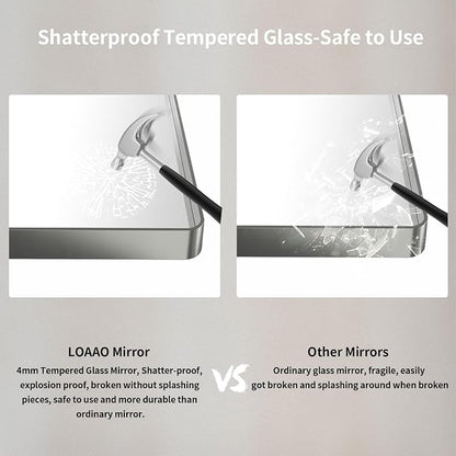 LOAAO 40X32 Inch Brushed Nickel Bathroom Mirror, Rounded Rectangle Silver Metal - Image 7